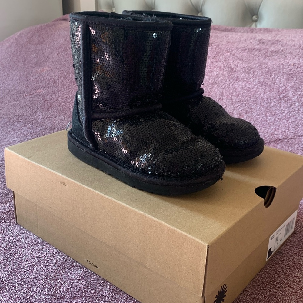 Toddler size 12 black sequin Uggs worn